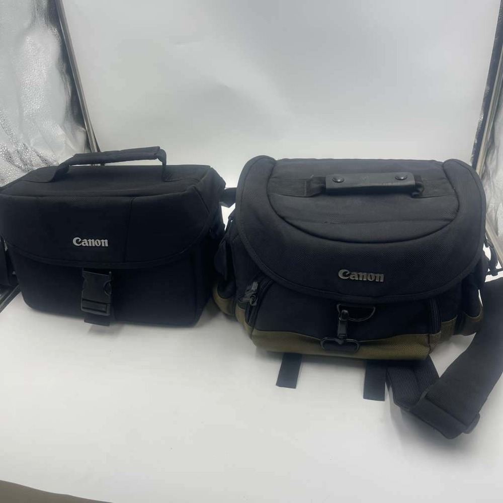 Canon and Case Logic Camera‎ Bag Lot of 2 DSLR Shoulder Bags Black Olive Neon